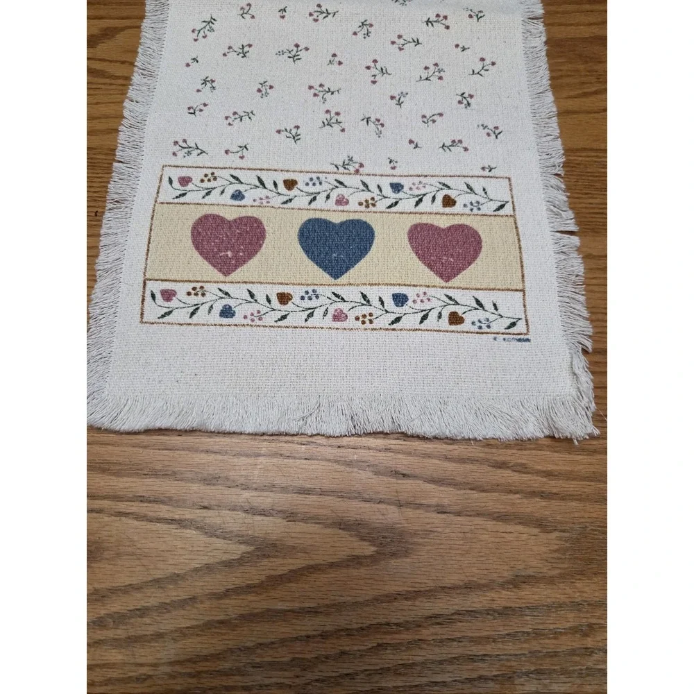 Vintage Country Hearts Woven Table Runner Cottagecore Farmhouse Decor 12